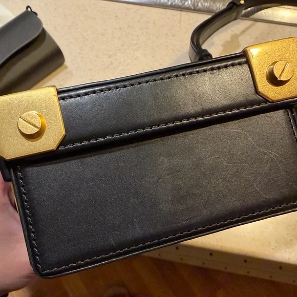 MCM Black Logo Trunk Crossbody with Gold Hardware - Picture 7 of 10